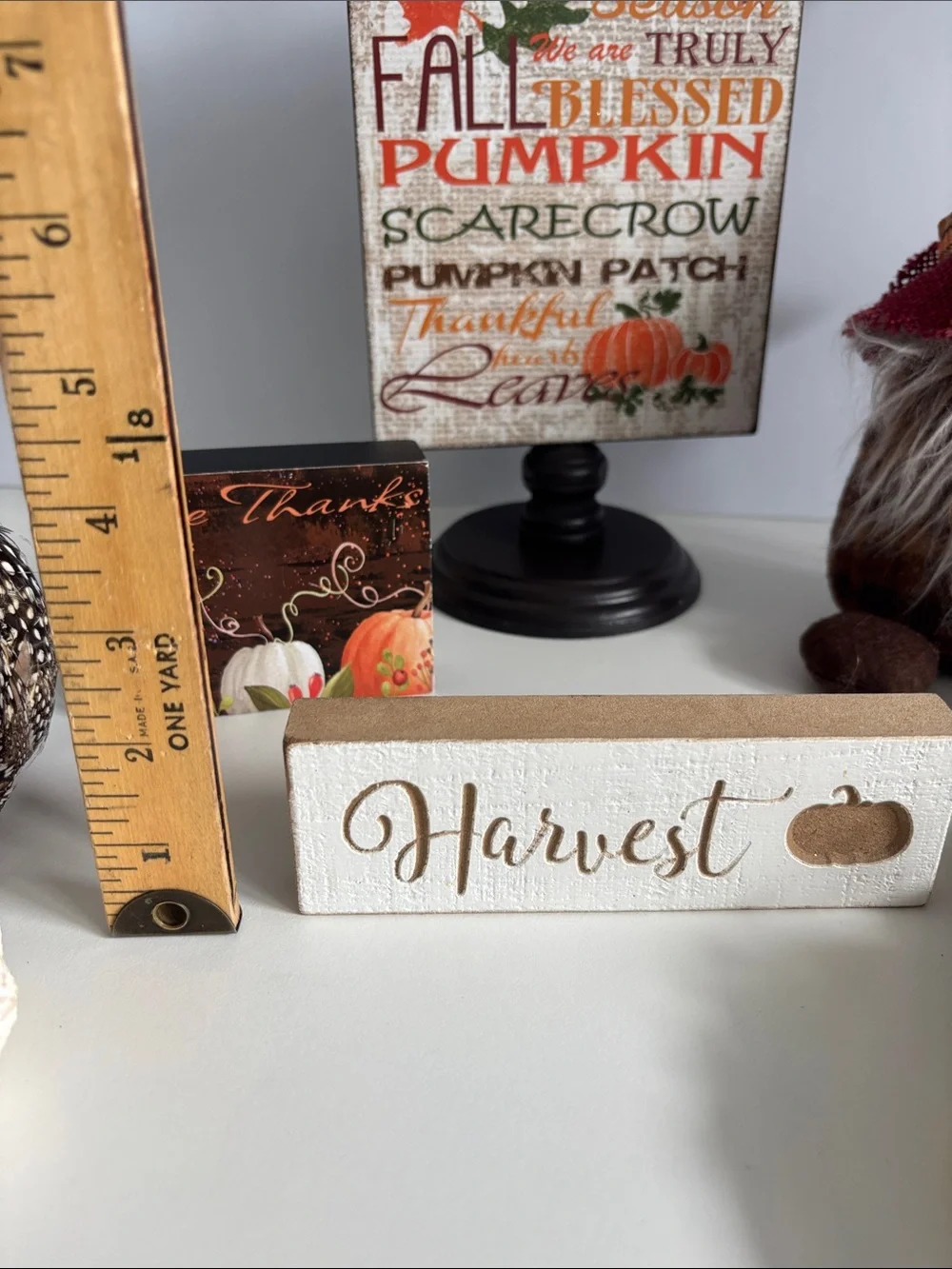 Harvest Fall Decor Bundle Tabletop Block Set Gnome Pumpkin Leaf ceramic